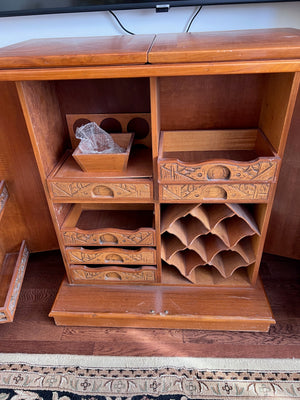 Hand Carved Wood Japanese Dry Bar