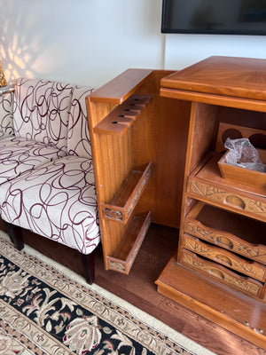 Hand Carved Wood Japanese Dry Bar