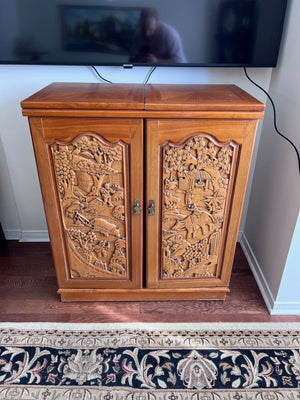 Hand Carved Wood Japanese Dry Bar