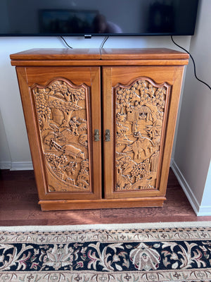 Hand Carved Wood Japanese Dry Bar