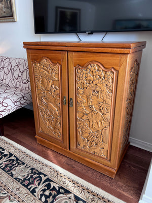 Hand Carved Wood Japanese Dry Bar