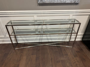 2 Tier Chrome and Glass Console Table
