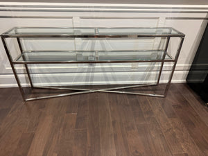 2 Tier Chrome and Glass Console Table