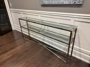 2 Tier Chrome and Glass Console Table