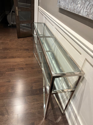 2 Tier Chrome and Glass Console Table