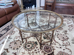 Baker Furniture Chinoiserie Bamboo Brass and Glass Cocktail Table