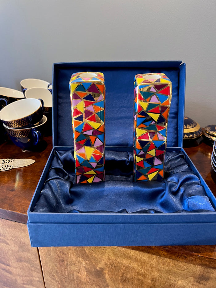 BRAND NEW! Pair of Porcelain Candlesticks by Zvezdin's Workshop (Alexander Zvezdin)