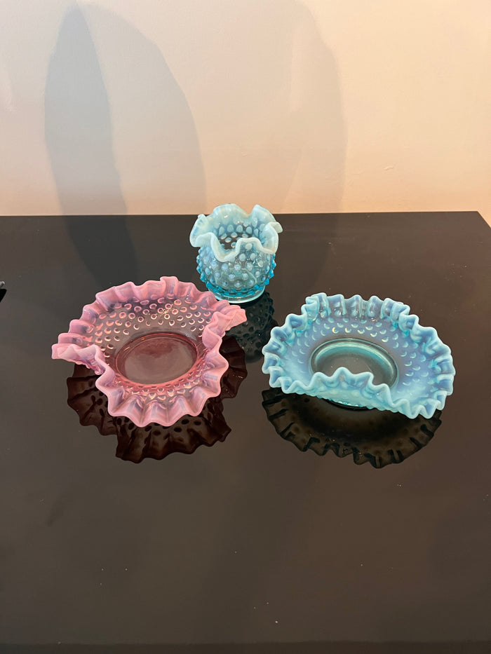 3pc Vintage Fenton Hobnail Lot