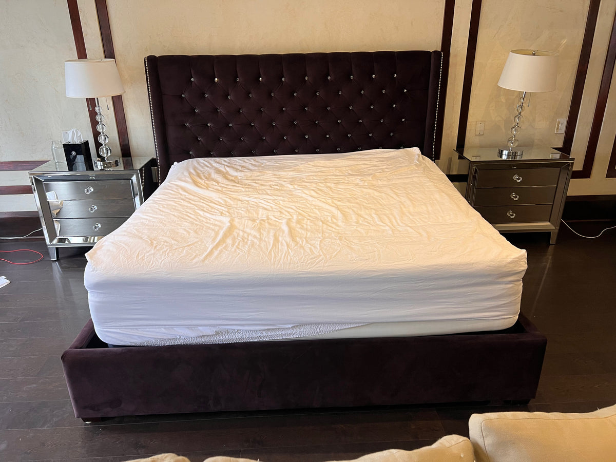 King Deep Purple Tufted Bed Frame