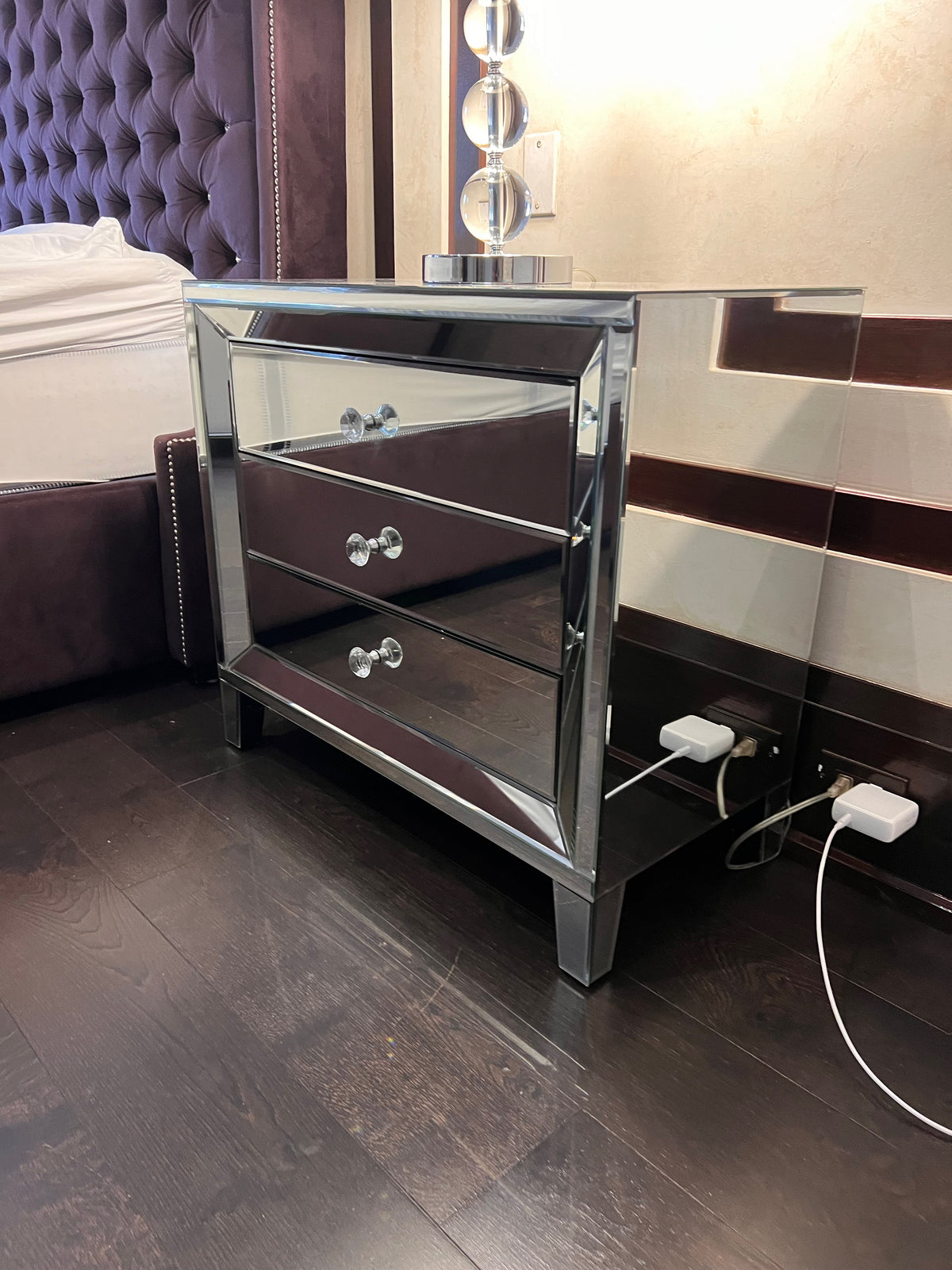 Mirrored Nightstand (*1 available- sold individually- select quantity)