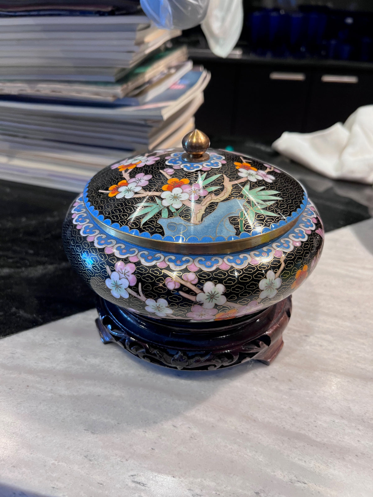 Chinese Cloisonne Enamelled Bowl on Stand