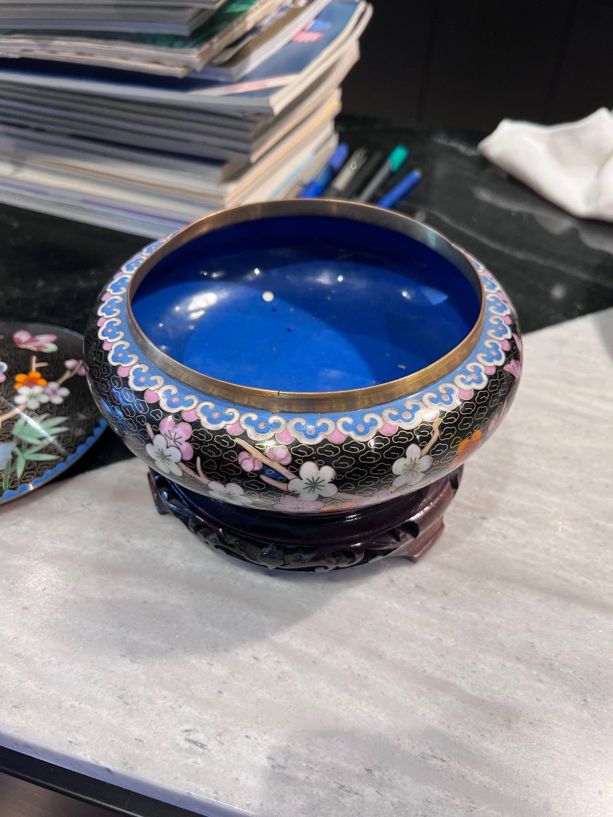 Chinese Cloisonne Enamelled Bowl on Stand