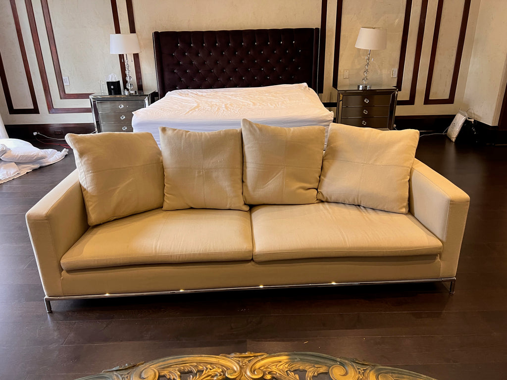 Beige Low Profile Sofa (*condition noted)