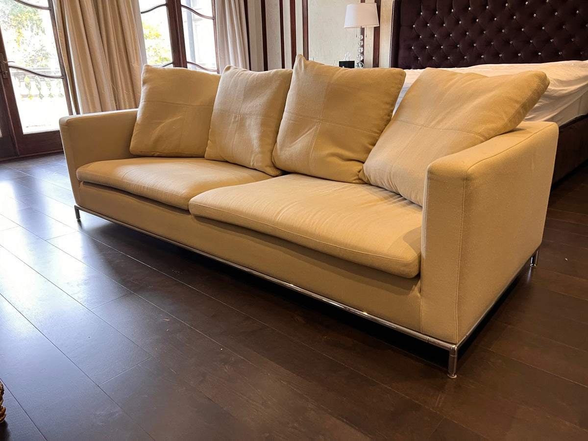 Beige Low Profile Sofa (*condition noted)