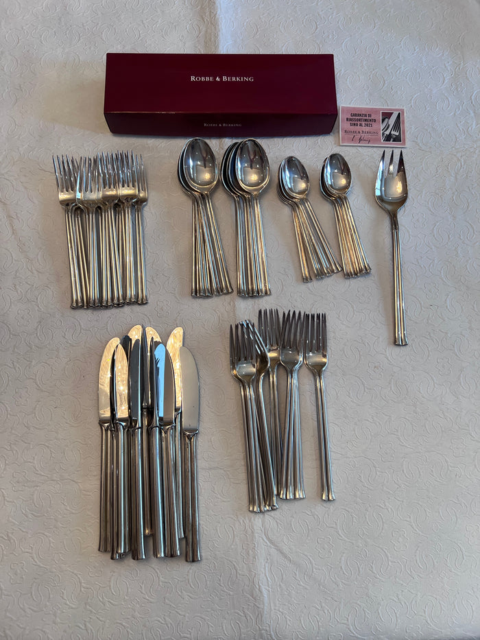 Robbe & Berking Viva '90er' Silver Plate Flatware Set- Service for 10, 56 Pieces Total (Retail Price NOW: $8,500+)