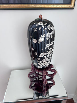 Vintage Chinese Lidded Jar on Stand