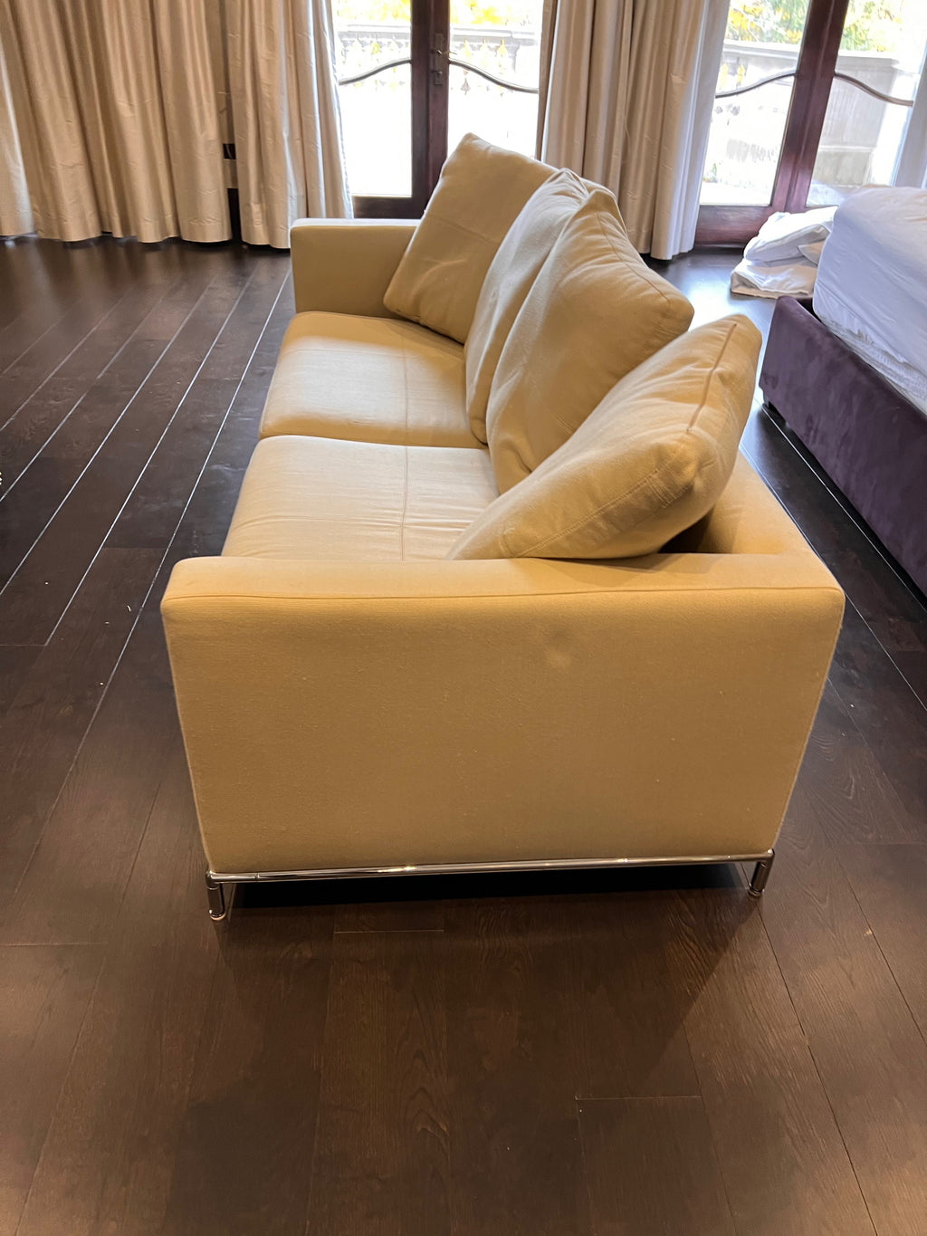 Beige Low Profile Sofa (*condition noted)