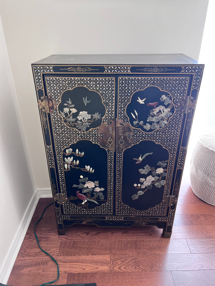 Black Lacquered Chinoiserie Cabinet