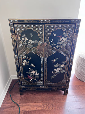 Black Lacquered Chinoiserie Cabinet