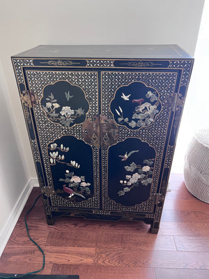 Black Lacquered Chinoiserie Cabinet