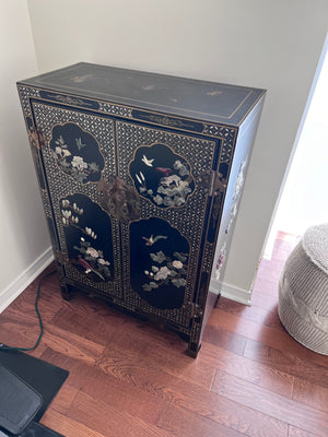 Black Lacquered Chinoiserie Cabinet
