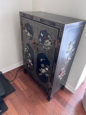 Black Lacquered Chinoiserie Cabinet