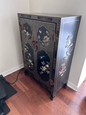 Black Lacquered Chinoiserie Cabinet
