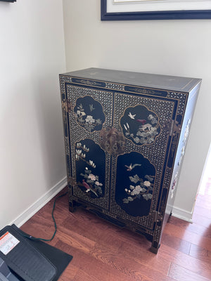 Black Lacquered Chinoiserie Cabinet