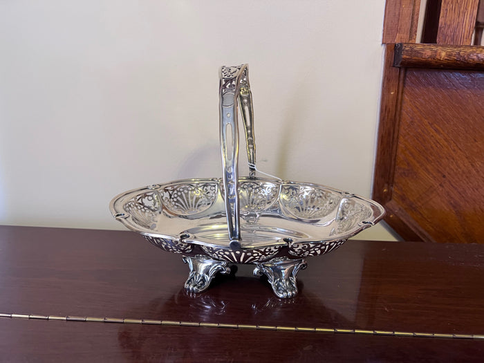 Sterling Silver Walker & Hall Basket with Handle, 10.5"w- 366g