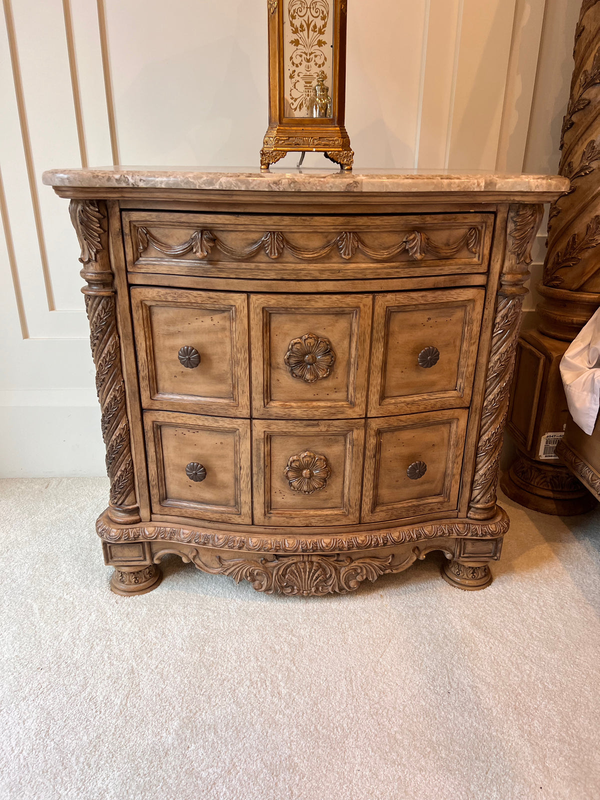 Pair of Ashley Furniture South Coast Marble Top Nightstands