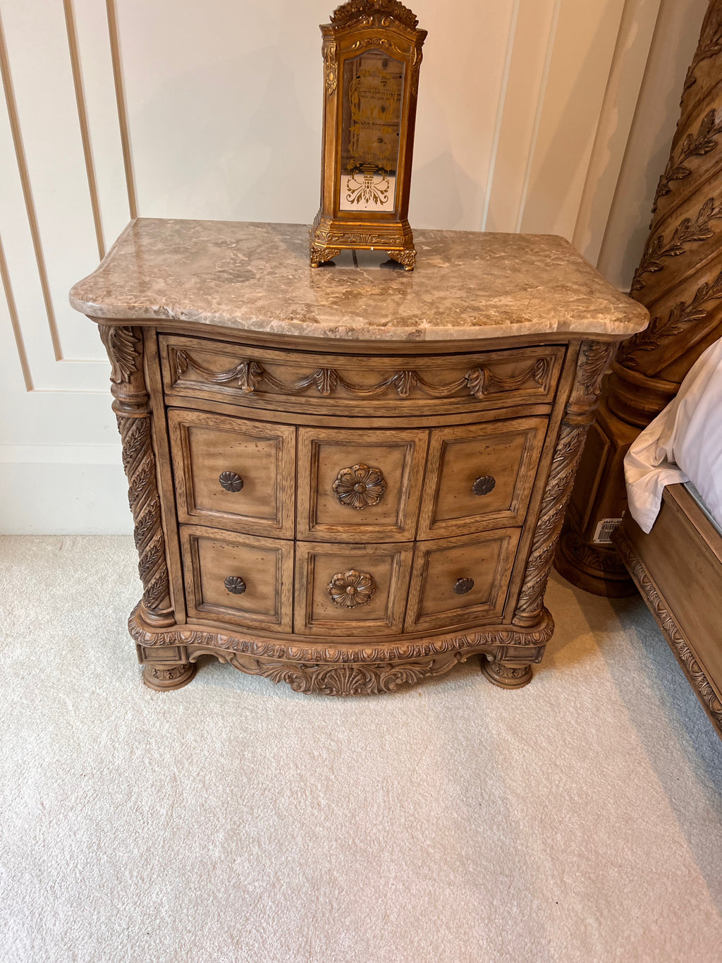 Pair of Ashley Furniture South Coast Marble Top Nightstands
