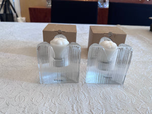 Pair of BRAND NEW Kosta Boda Skyline Candleholders by Anna Ehrner