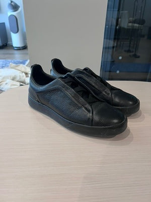 Men's Ermenegildo Zegna Couture Black Triple Stretch Sneakers , Size 7.5 (retail $1,020)
