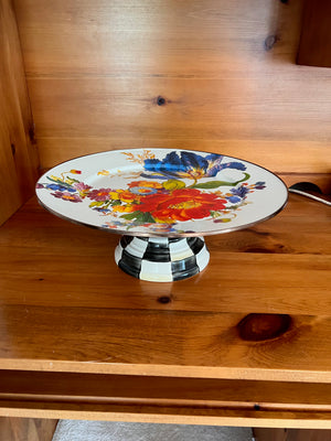 MacKenzie-Childs Flower Market Enamel Pedestal Server, 16"d (*BRAND NEW)