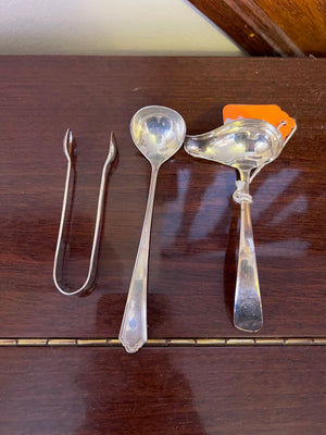 Sterling Silver Sugar Tongs + 2 Small Ladles- 60g
