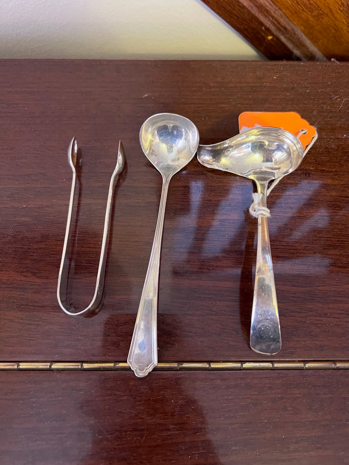 Sterling Silver Sugar Tongs + 2 Small Ladles- 60g