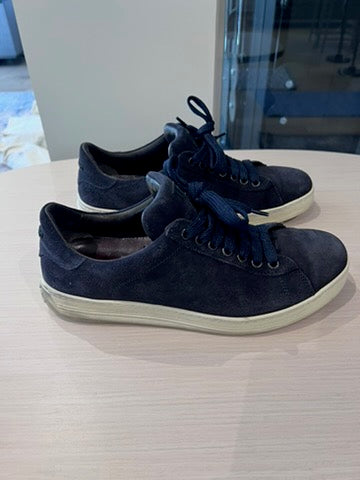 Men's Tom Ford Navy Blue Suede Low Top Russell Sneaker, Size 7