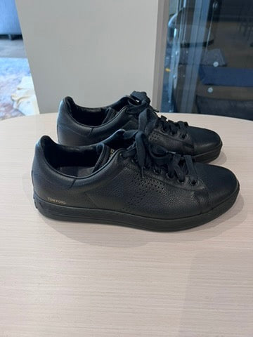 Men's Tom Ford Black Leather Low Top Sneaker, Size 7