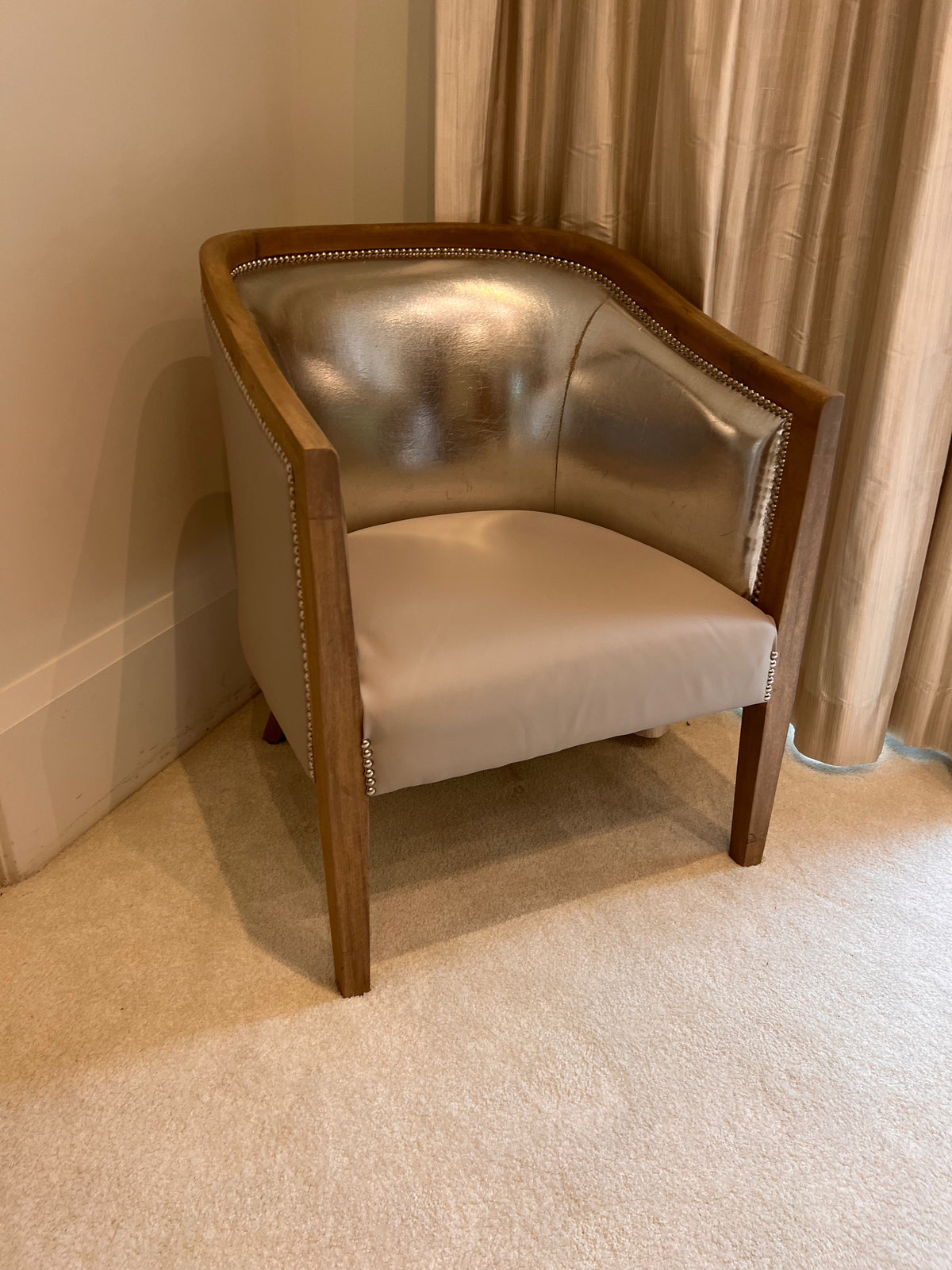 Tub Chair, reupholstered with leather seat