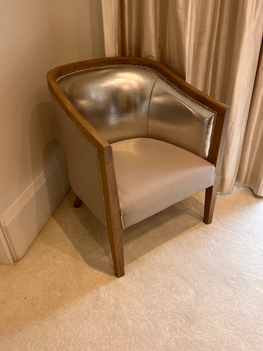 Tub Chair, reupholstered with leather seat
