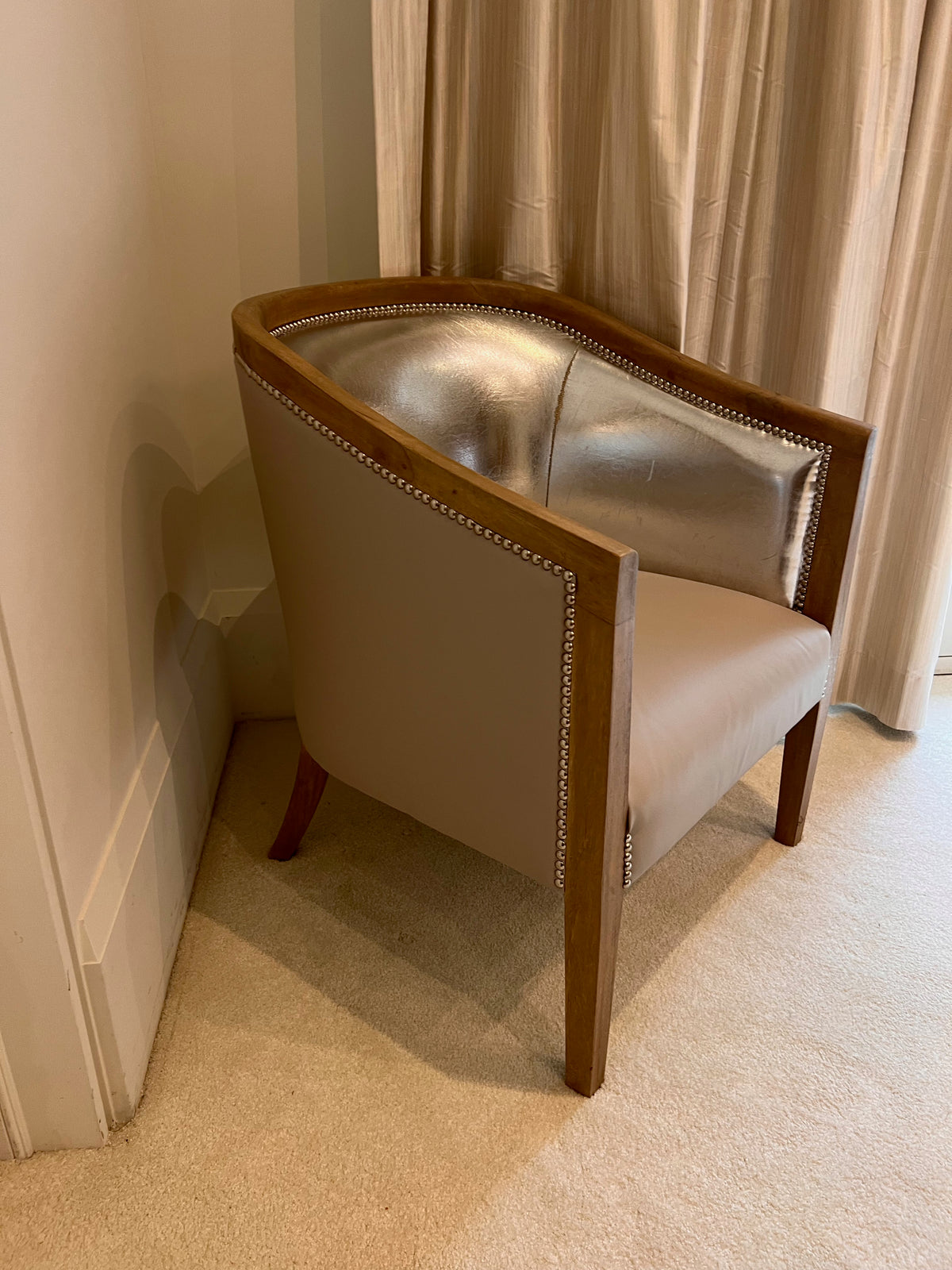 Tub Chair, reupholstered with leather seat