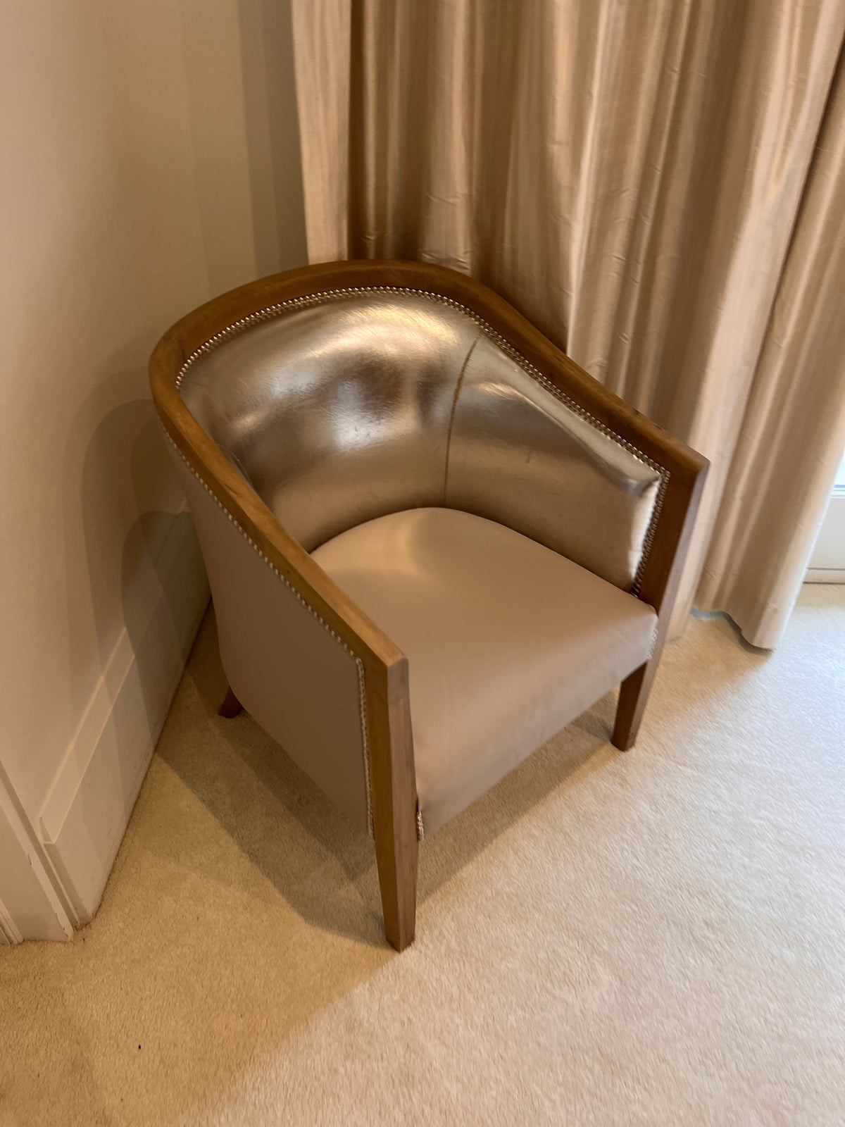 Tub Chair, reupholstered with leather seat