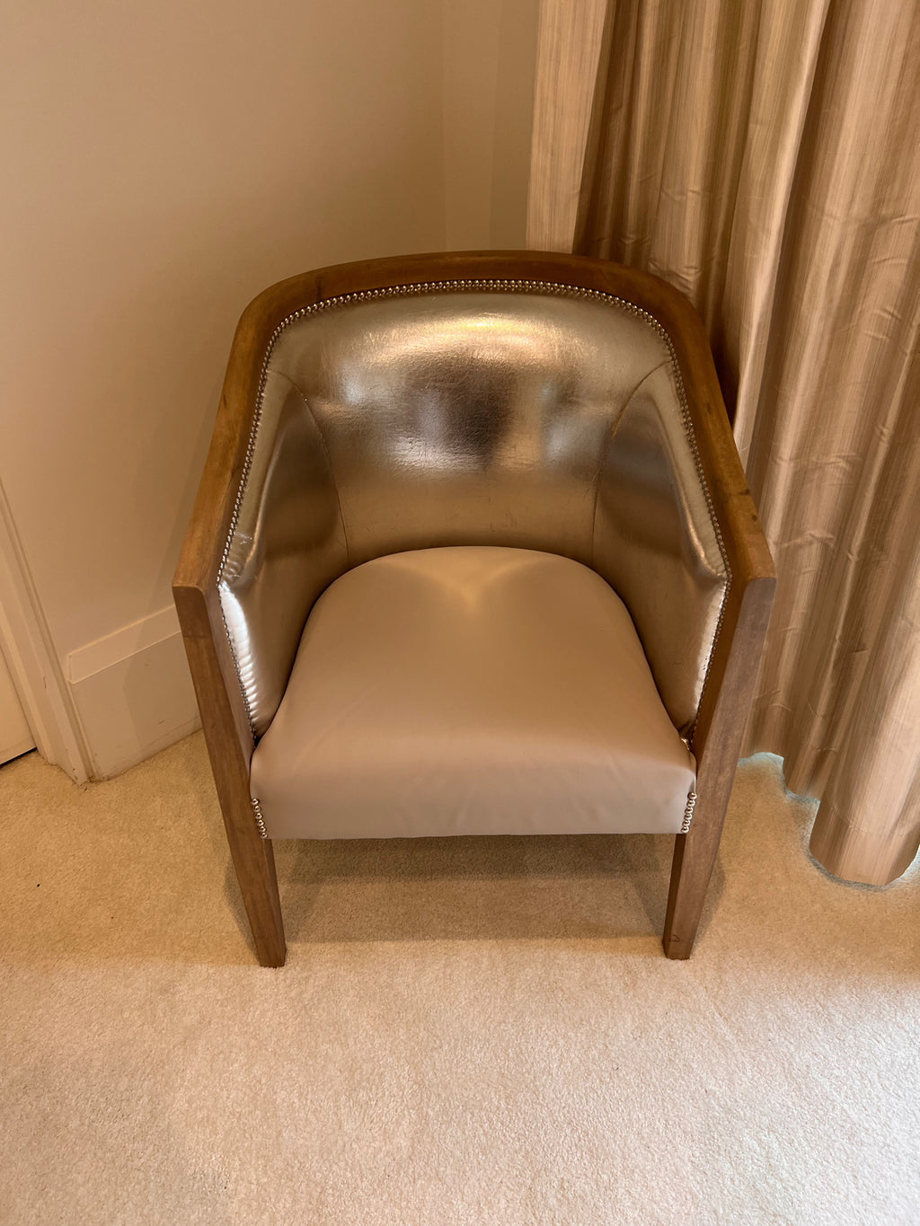Tub Chair, reupholstered with leather seat