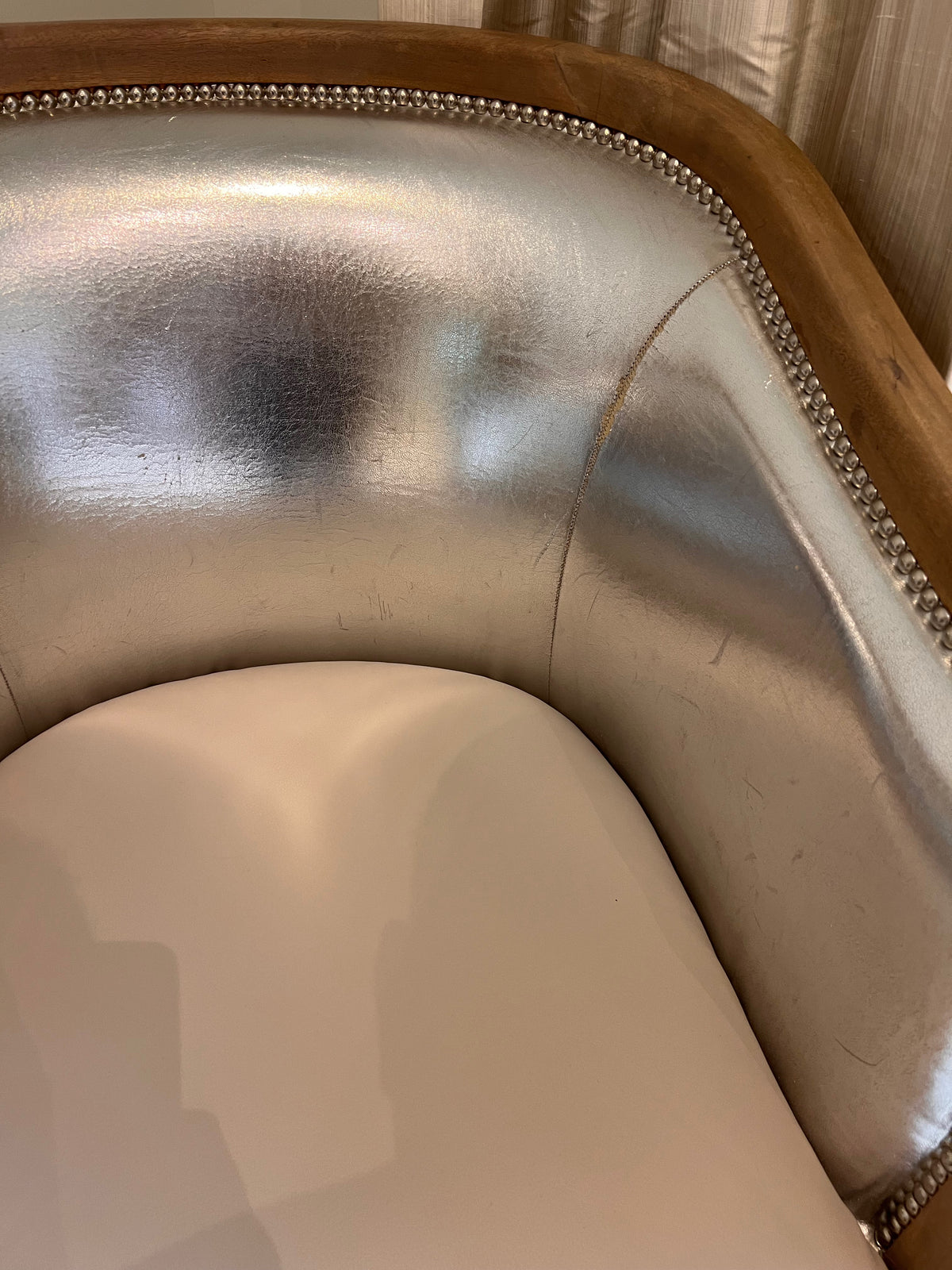 Tub Chair, reupholstered with leather seat