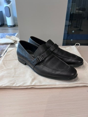 Men's Salvatore Ferragamo Pinot Black Leather Loafers, Size 7