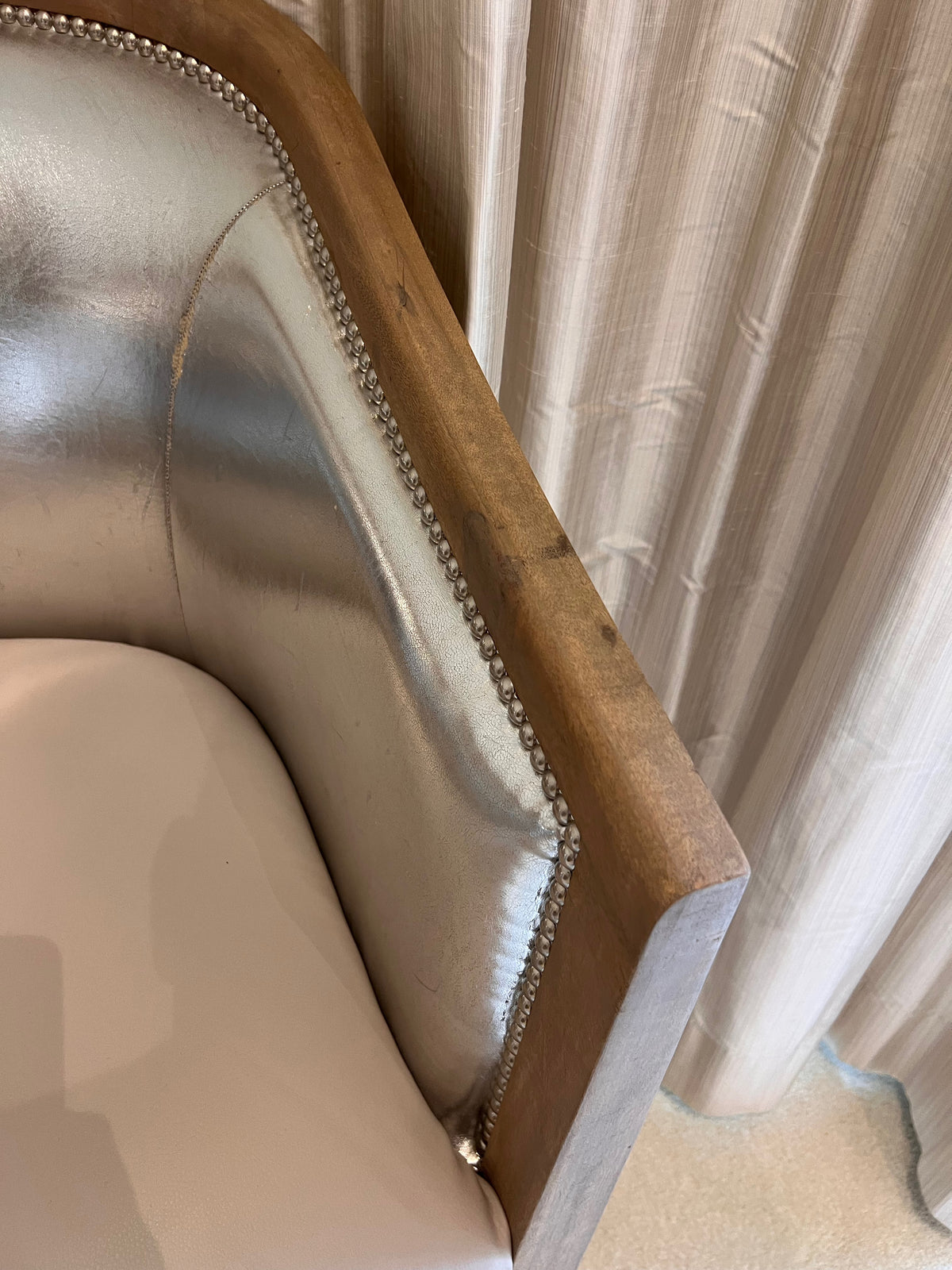 Tub Chair, reupholstered with leather seat