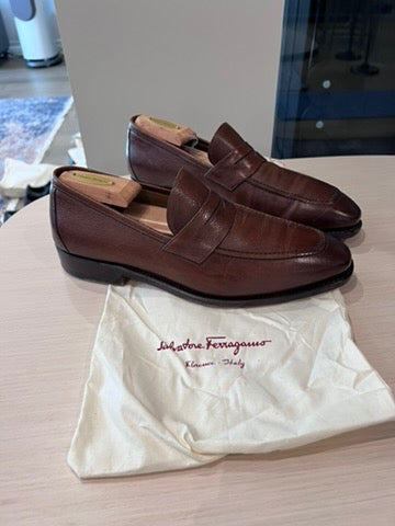Men's Salvatore Ferragamo Brown Leather Loafers, Size 7