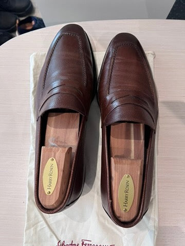 Men's Salvatore Ferragamo Brown Leather Loafers, Size 7