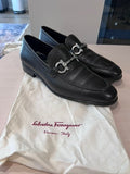 Men's Salvatore Ferragamo Ganici Black Leather Loafers, Size 7