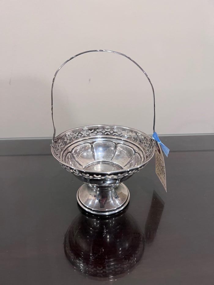 Sterling Silver Small Basket with Handle- 86g
